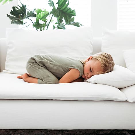 IKEA Soderhamn Luna Flax Linen Blends Kid Sleeping On The Couch